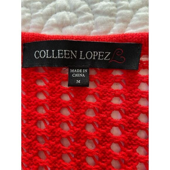 Colleen Lopez M Red Crochet Anchor Pullover Sweater V-Neck Casual - Picture 4 of 11